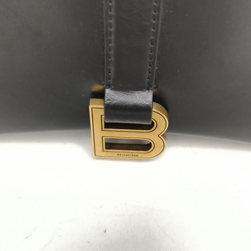 BALENCIAGA 黑色牛皮沙漏手提托特包肩背包-4