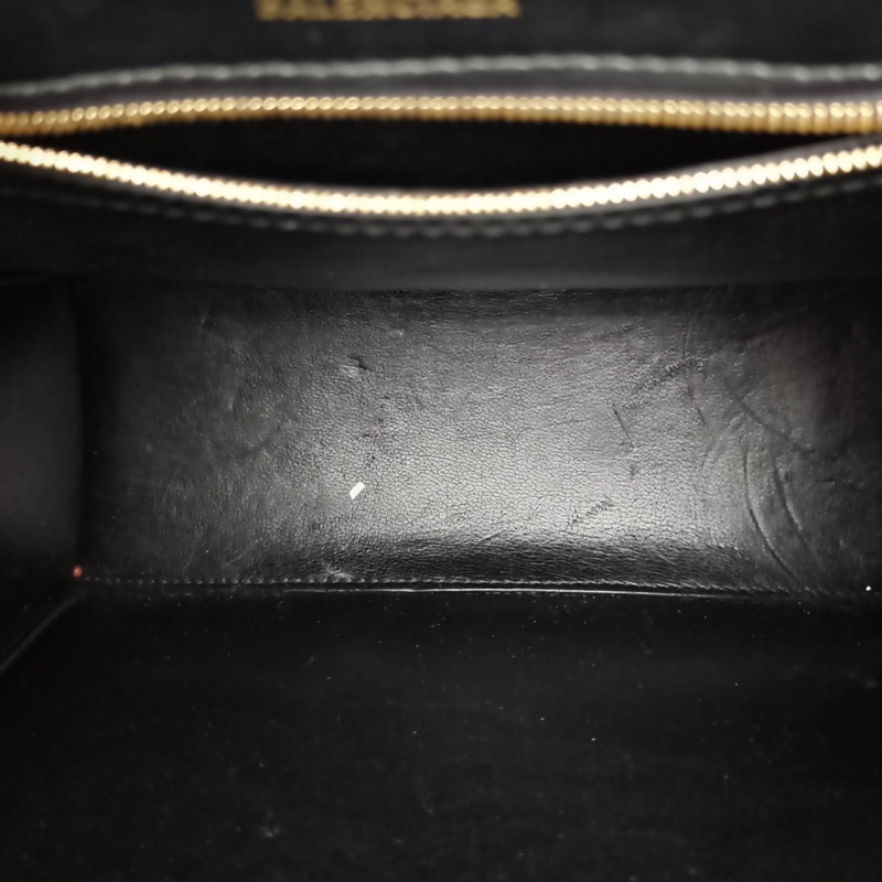 BALENCIAGA 黑色牛皮沙漏手提托特包肩背包-5