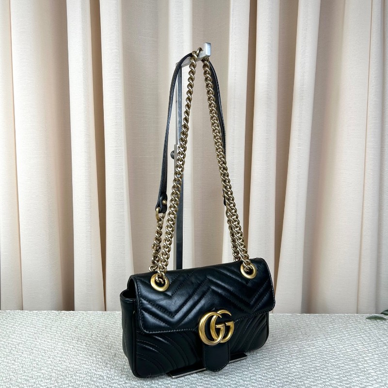 GUCCI古馳馬蒙22單肩斜挎包 古金色的經典雙G標誌 整體飽滿又精緻 出門輕便又百搭-2