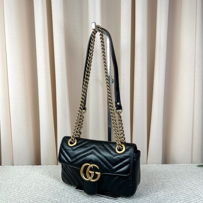 GUCCI古馳馬蒙22單肩斜挎包 古金色的經典雙G標誌 整體飽滿又精緻 出門輕便又百搭-3