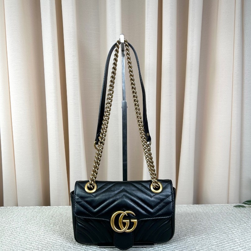 GUCCI古馳馬蒙22單肩斜挎包 古金色的經典雙G標誌 整體飽滿又精緻 出門輕便又百搭-5