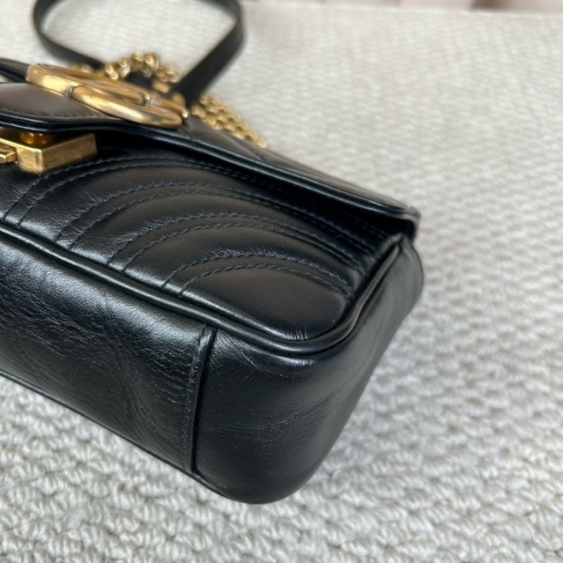 GUCCI古馳馬蒙22單肩斜挎包 古金色的經典雙G標誌 整體飽滿又精緻 出門輕便又百搭-7