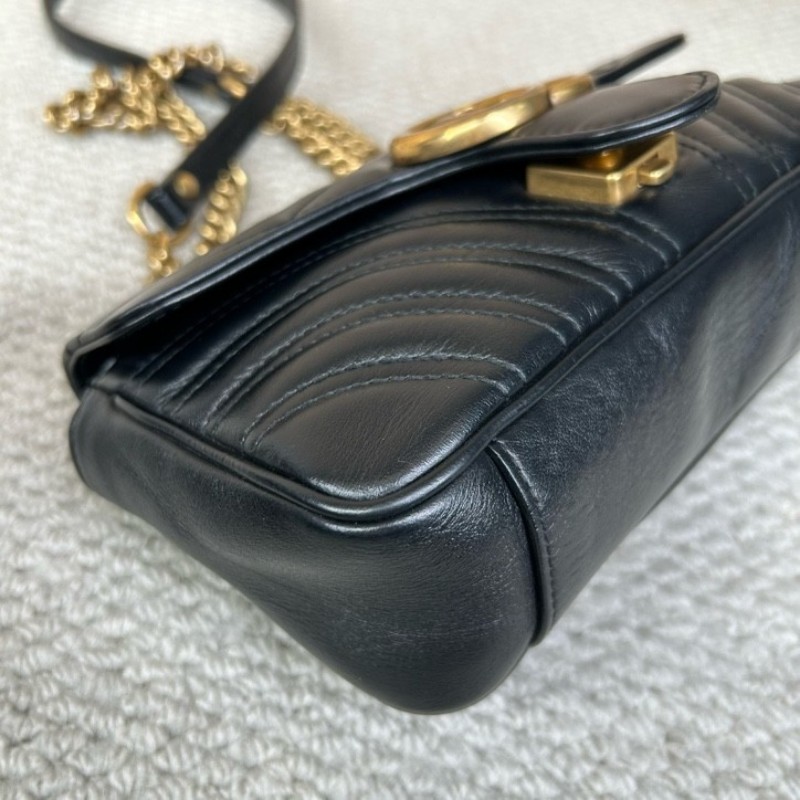 GUCCI古馳馬蒙22單肩斜挎包 古金色的經典雙G標誌 整體飽滿又精緻 出門輕便又百搭-9