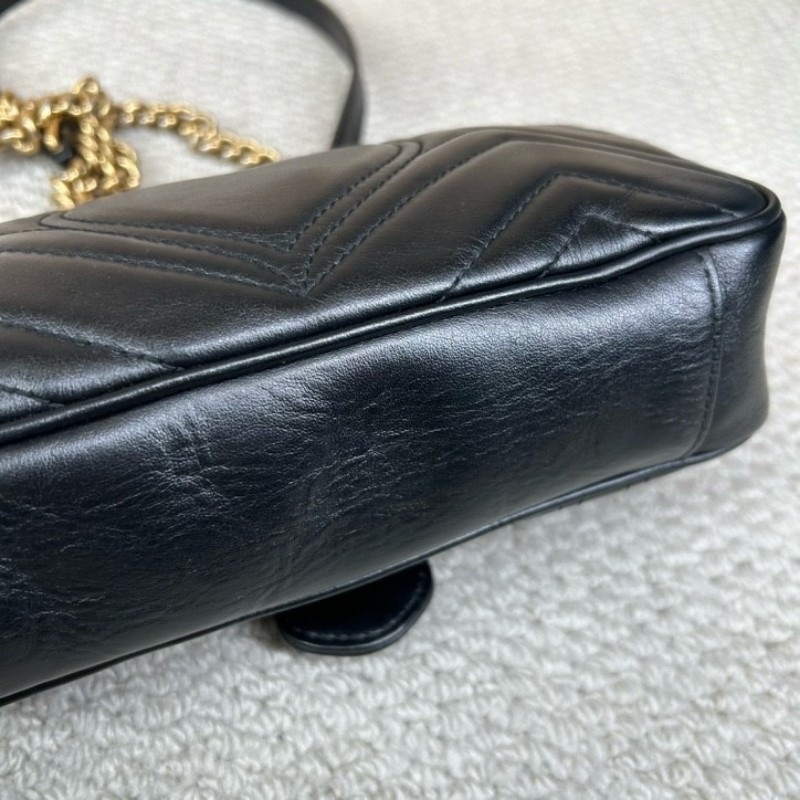 GUCCI古馳馬蒙22單肩斜挎包 古金色的經典雙G標誌 整體飽滿又精緻 出門輕便又百搭-11