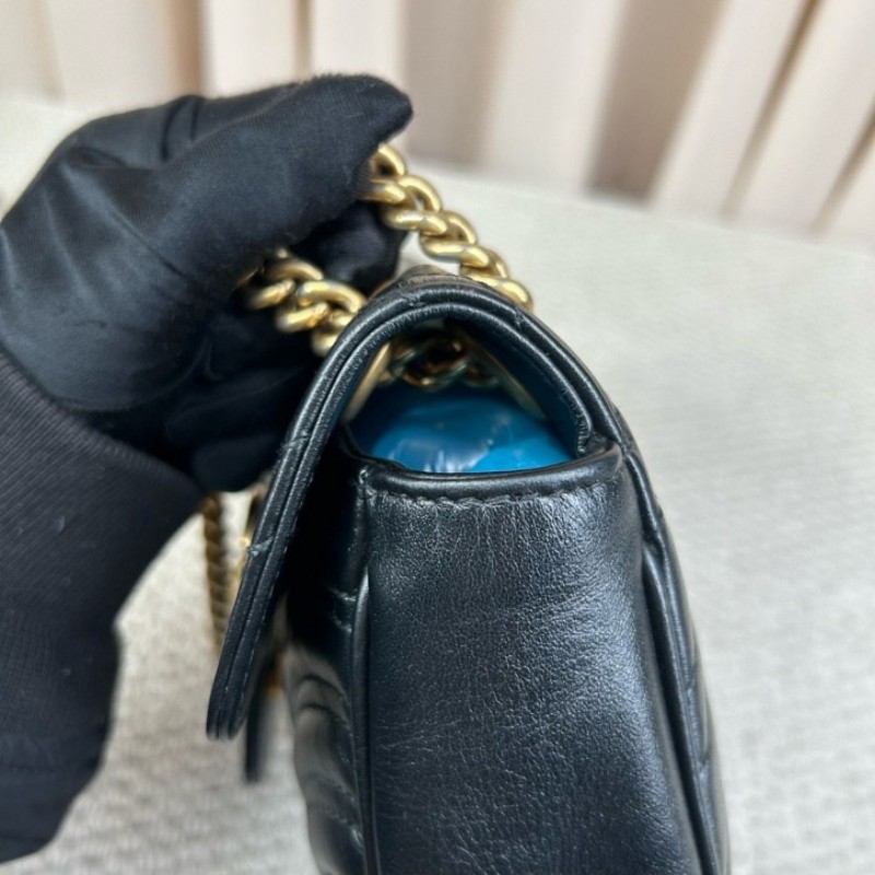 GUCCI古馳馬蒙22單肩斜挎包 古金色的經典雙G標誌 整體飽滿又精緻 出門輕便又百搭-13