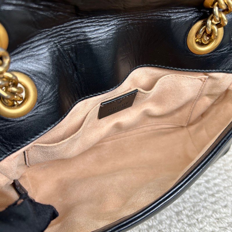 GUCCI古馳馬蒙22單肩斜挎包 古金色的經典雙G標誌 整體飽滿又精緻 出門輕便又百搭-15