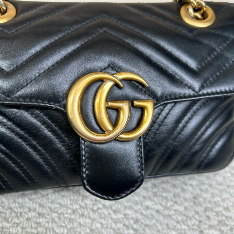 GUCCI古馳馬蒙22單肩斜挎包 古金色的經典雙G標誌 整體飽滿又精緻 出門輕便又百搭-19