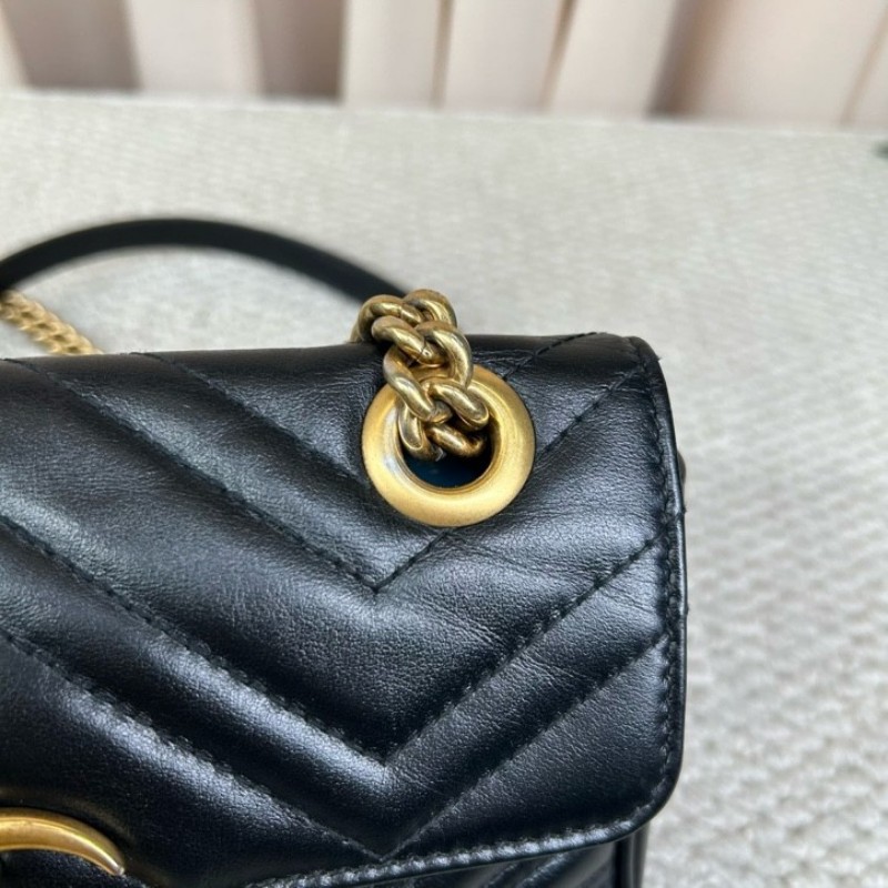 GUCCI古馳馬蒙22單肩斜挎包 古金色的經典雙G標誌 整體飽滿又精緻 出門輕便又百搭-21