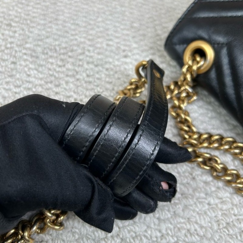 GUCCI古馳馬蒙22單肩斜挎包 古金色的經典雙G標誌 整體飽滿又精緻 出門輕便又百搭-22