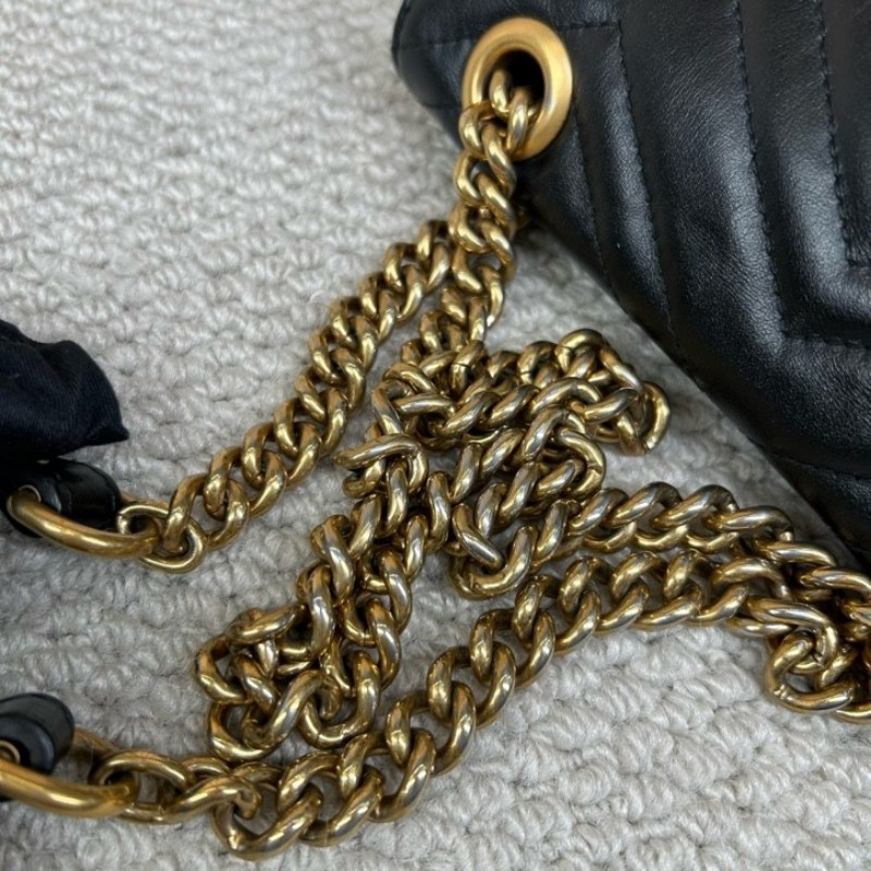 GUCCI古馳馬蒙22單肩斜挎包 古金色的經典雙G標誌 整體飽滿又精緻 出門輕便又百搭-23