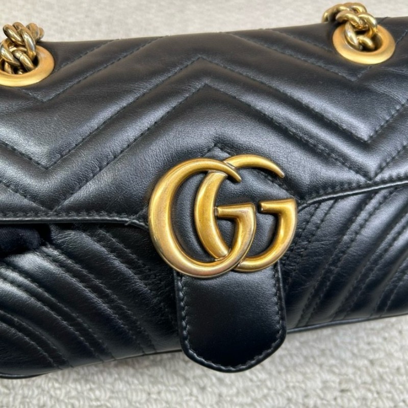 GUCCI古馳馬蒙22單肩斜挎包 古金色的經典雙G標誌 整體飽滿又精緻 出門輕便又百搭-24