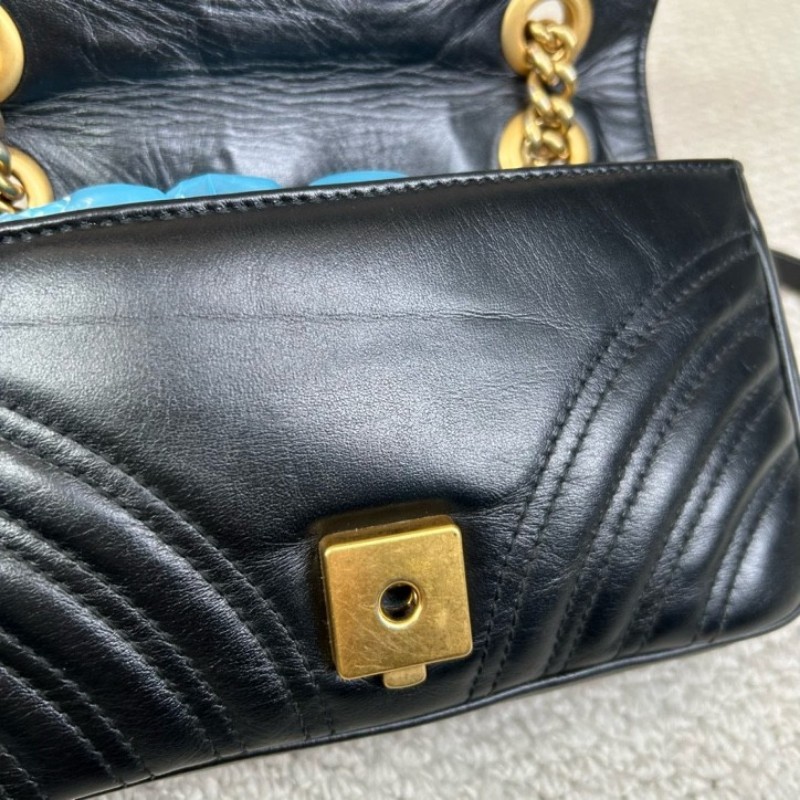 GUCCI古馳馬蒙22單肩斜挎包 古金色的經典雙G標誌 整體飽滿又精緻 出門輕便又百搭-25