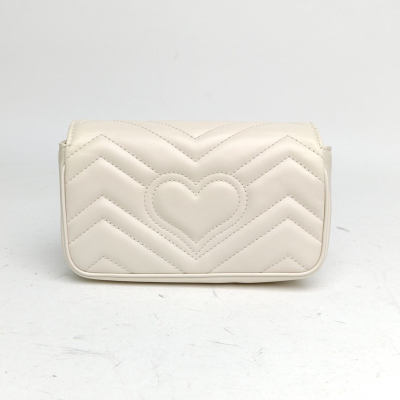 GUCCI GGMarmont肩背包超Mini16.5白色牛皮金扣-2