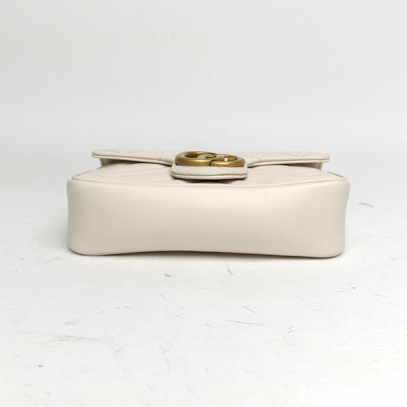 GUCCI GGMarmont肩背包超Mini16.5白色牛皮金扣-3