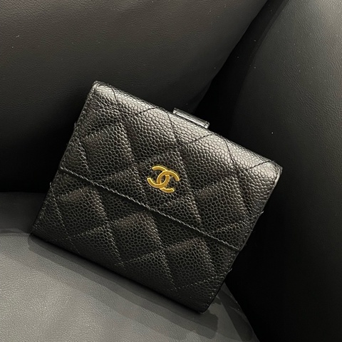 【99新✨ 全網最低價！】Chanel/香奈兒 三折疊錢包 CF黑金零錢包 荔枝皮（下單前先詢問庫存❗️）