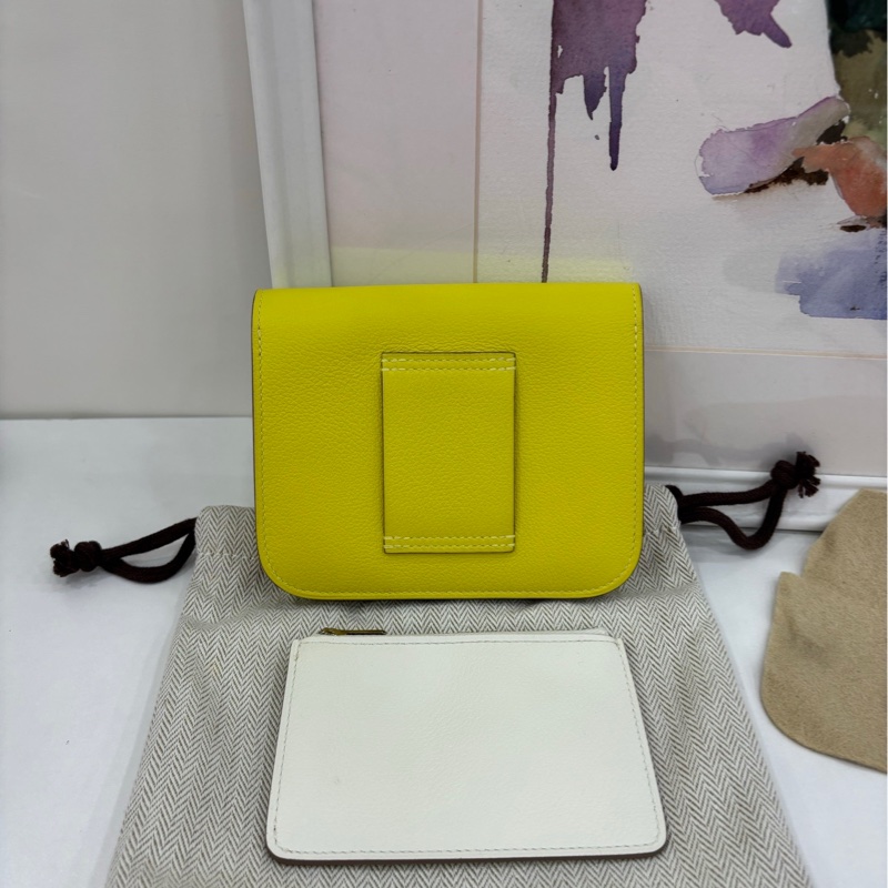 Hermes 愛馬仕 constance slim 康康slim檸檬黃銀扣e皮 U刻-1