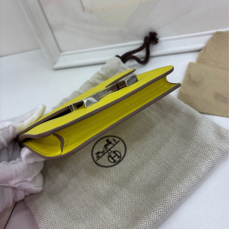 Hermes 愛馬仕 constance slim 康康slim檸檬黃銀扣e皮 U刻-4