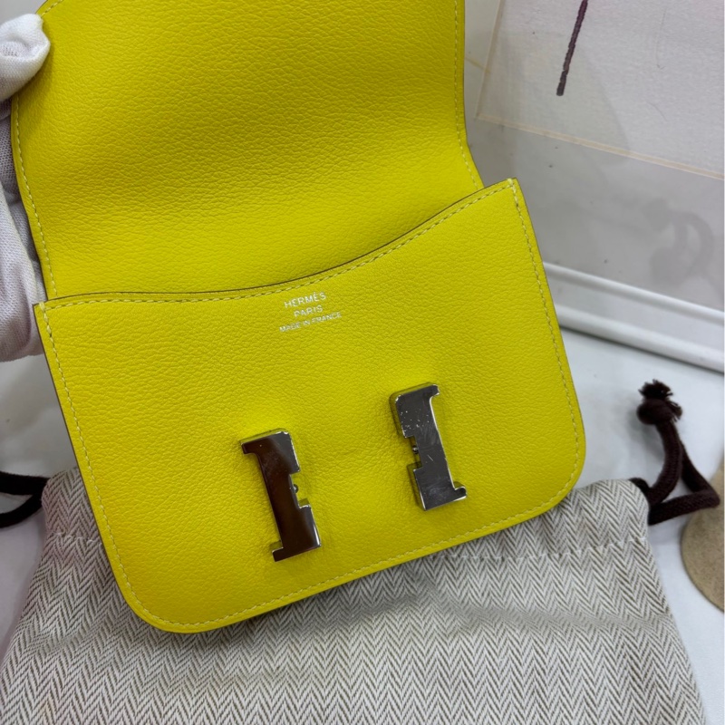 Hermes 愛馬仕 constance slim 康康slim檸檬黃銀扣e皮 U刻-5