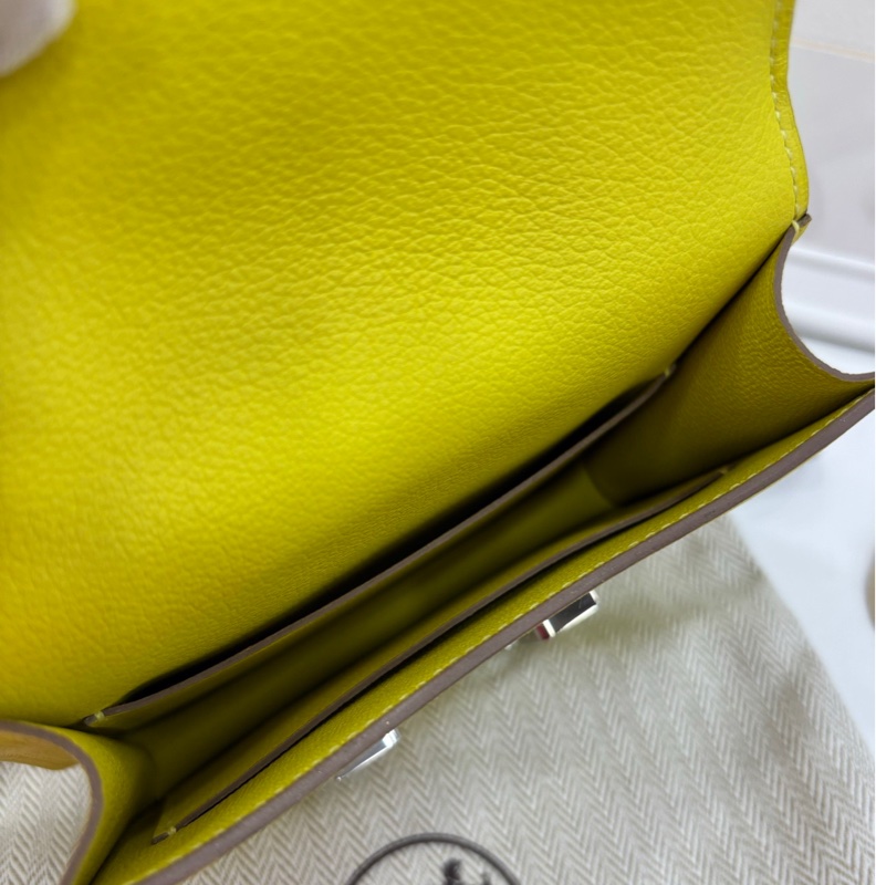 Hermes 愛馬仕 constance slim 康康slim檸檬黃銀扣e皮 U刻-6