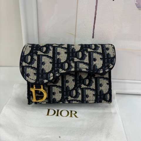 Dior 迪奧 老花短馬鞍卡包零錢包 閒置