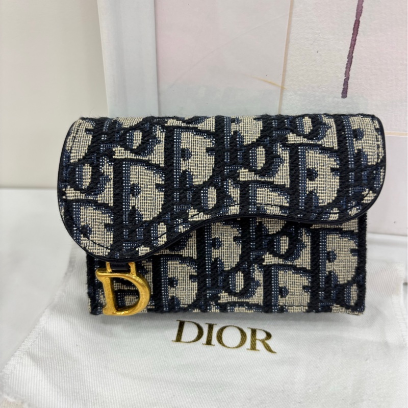 Dior 迪奧 老花短馬鞍卡包零錢包 閒置-1
