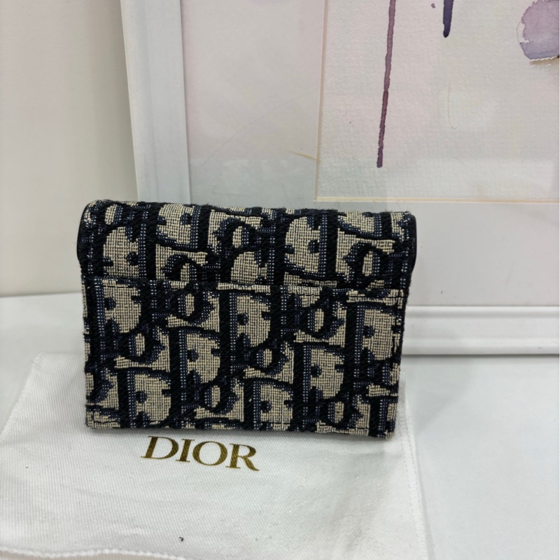 Dior 迪奧 老花短馬鞍卡包零錢包 閒置-2