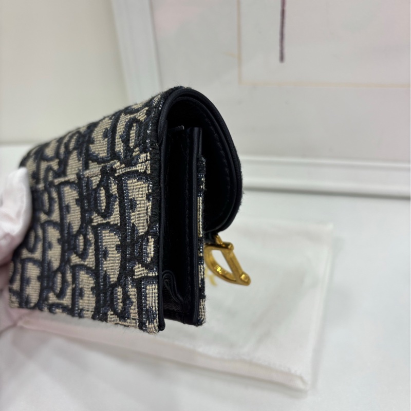 Dior 迪奧 老花短馬鞍卡包零錢包 閒置-3