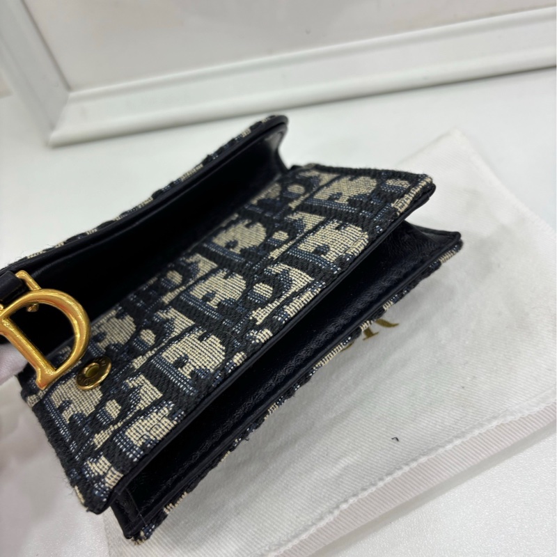 Dior 迪奧 老花短馬鞍卡包零錢包 閒置-5