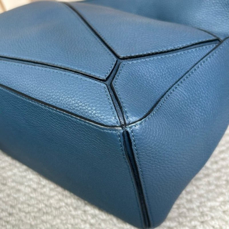 Loewe羅意威 puzzle幾何包 荔枝紋牛皮 有肩帶 可單肩可手提可斜挎 銀色五金 容量實用 日常百搭-7