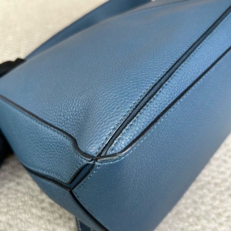 Loewe羅意威 puzzle幾何包 荔枝紋牛皮 有肩帶 可單肩可手提可斜挎 銀色五金 容量實用 日常百搭-9