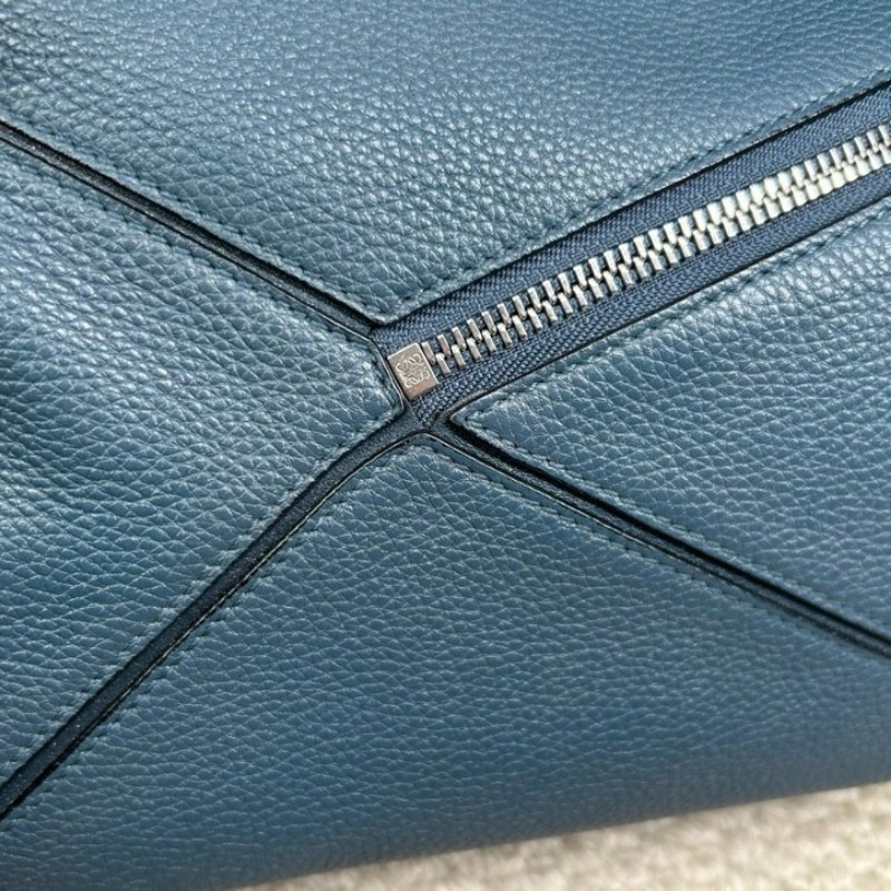 Loewe羅意威 puzzle幾何包 荔枝紋牛皮 有肩帶 可單肩可手提可斜挎 銀色五金 容量實用 日常百搭-17