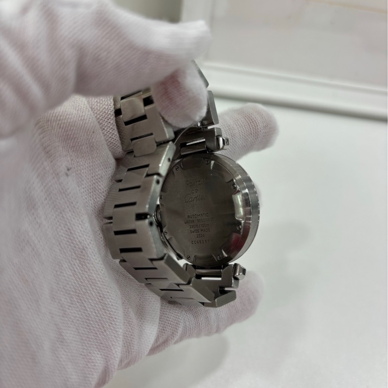 Cartier 卡地亞 ，帕莎PASHA DE CARTIER/自動機械機芯，鮭魚色格紋錶盤，錶盤 35 單錶-2