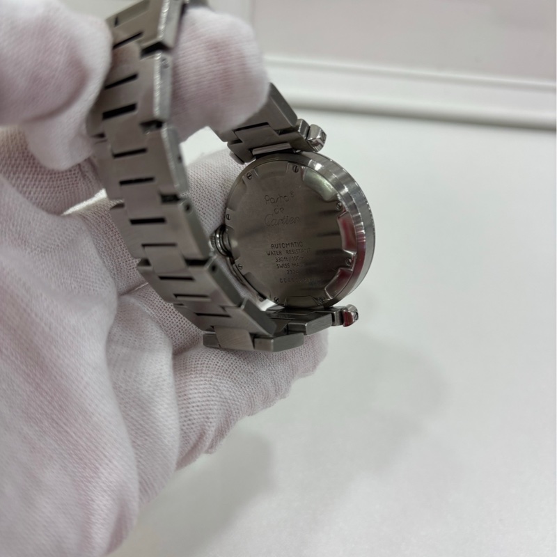 Cartier 卡地亞 ，帕莎PASHA DE CARTIER/自動機械機芯，鮭魚色格紋錶盤，錶盤 35 單錶-3
