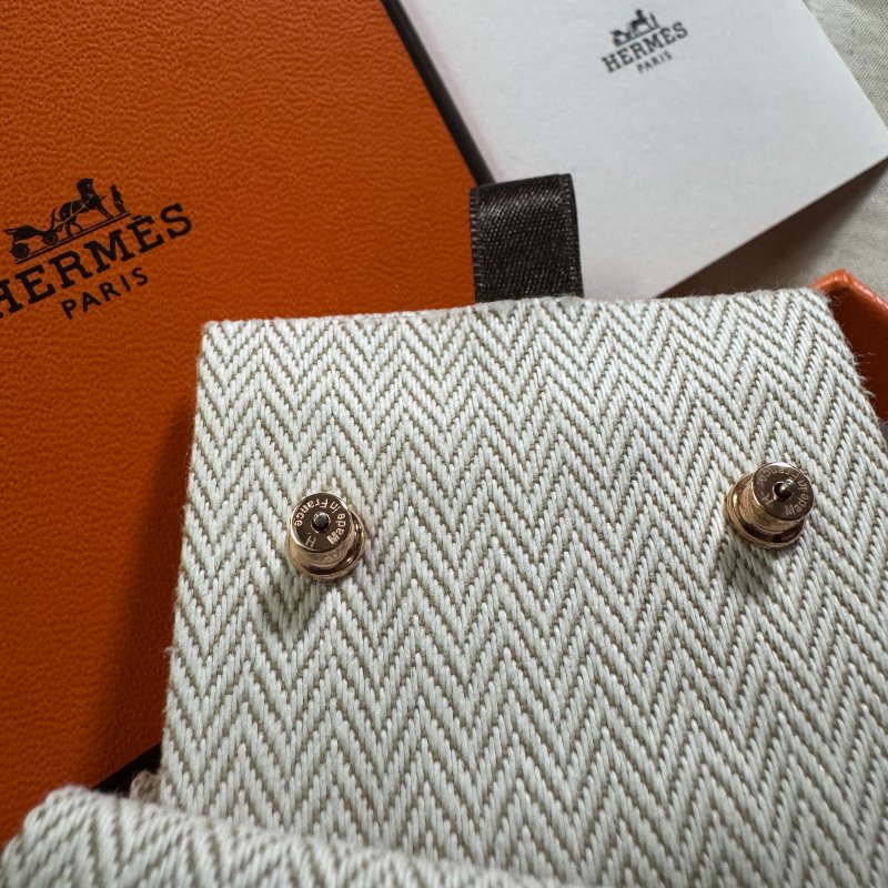[全新] Hermès Mini Pop H 耳環 玫瑰金 x Rocabar 經典條紋-2
