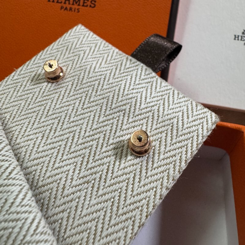 [全新] Hermès Mini Pop H 耳環 玫瑰金 x Rocabar 經典條紋-3