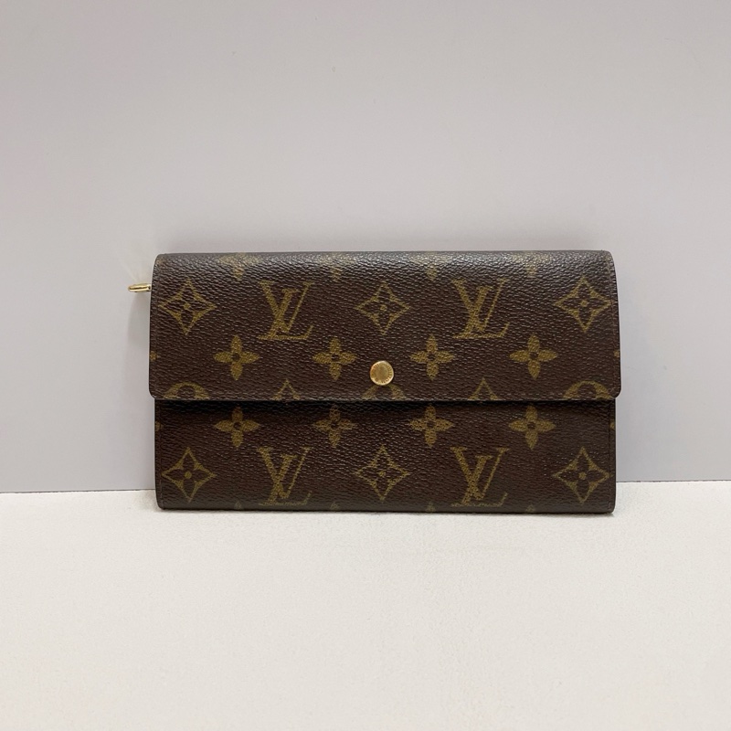 LV 路易威登 經典款老花錢夾 長款錢包 棕色內里  尺寸19*10-0