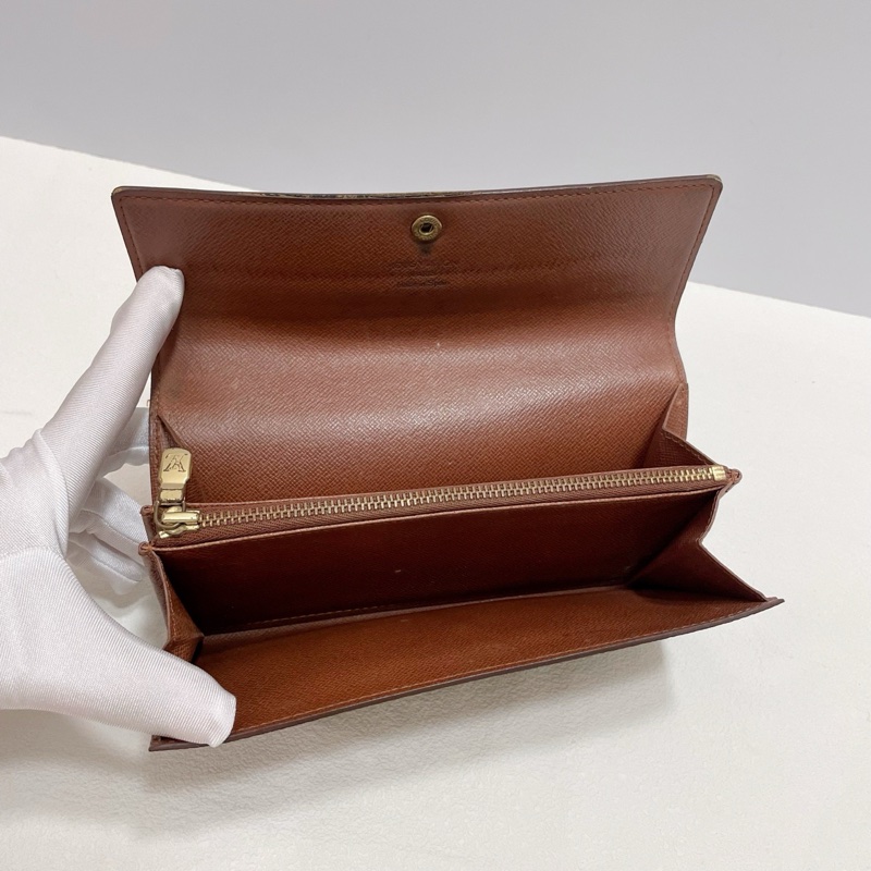 LV 路易威登 經典款老花錢夾 長款錢包 棕色內里  尺寸19*10-4