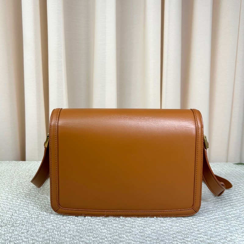 聖羅蘭YSL金標Logo小牛皮豆腐包 黃褐色 可單肩可斜挎 容量實用 日常百搭-1