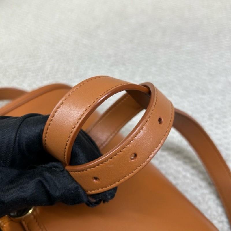 聖羅蘭YSL金標Logo小牛皮豆腐包 黃褐色 可單肩可斜挎 容量實用 日常百搭-15