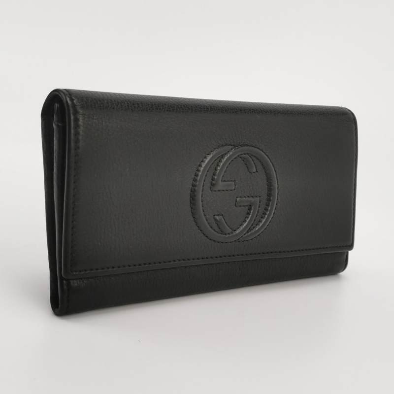 Gucci Soho牛皮純色壓紋雙G錢包-2