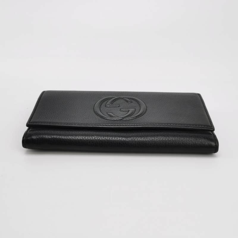 Gucci Soho牛皮純色壓紋雙G錢包-4