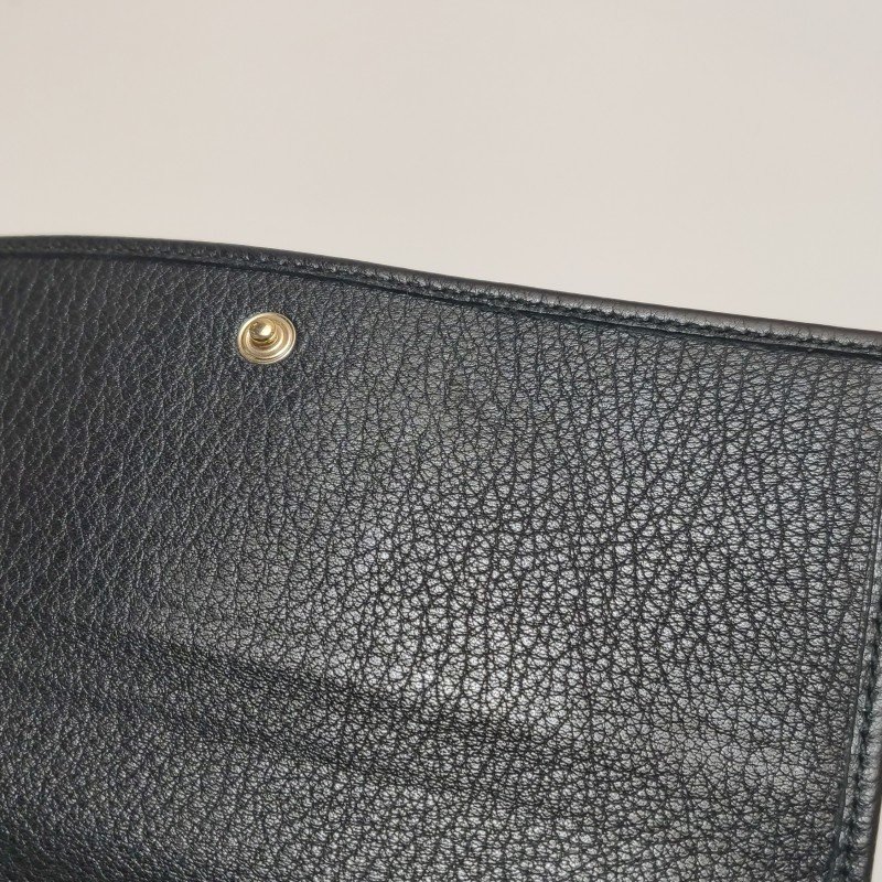 Gucci Soho牛皮純色壓紋雙G錢包-7