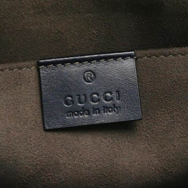 Gucci牛皮帆布拼色條紋雙G老花手拿包-6