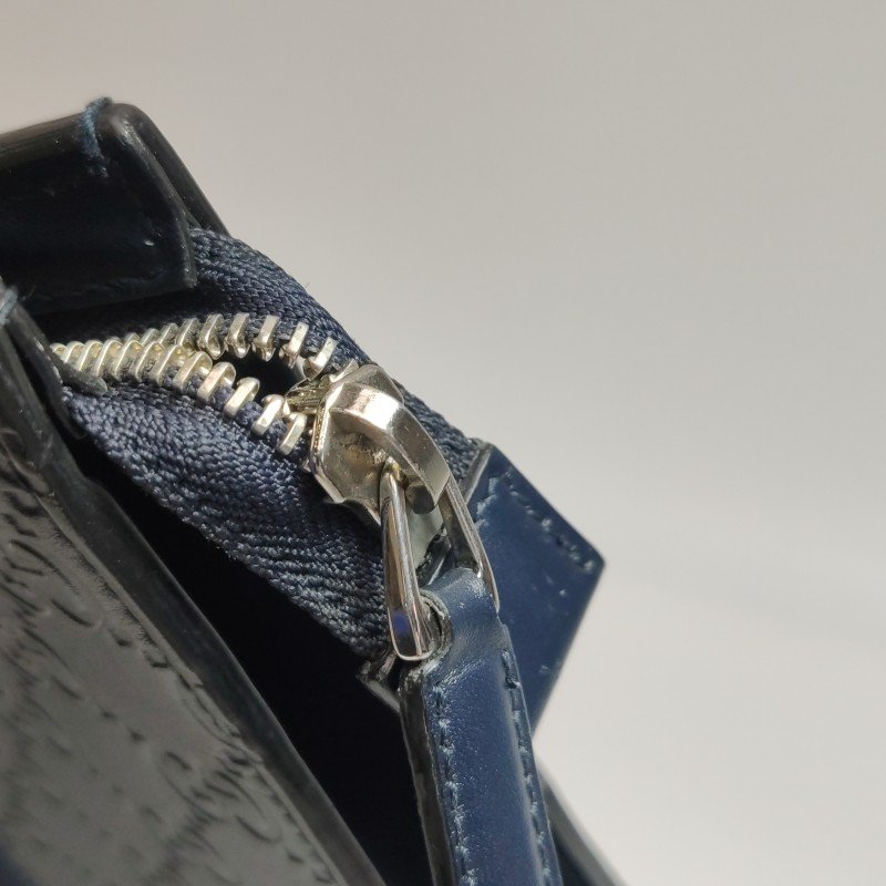 Gucci牛皮帆布拼色條紋雙G老花手拿包-7