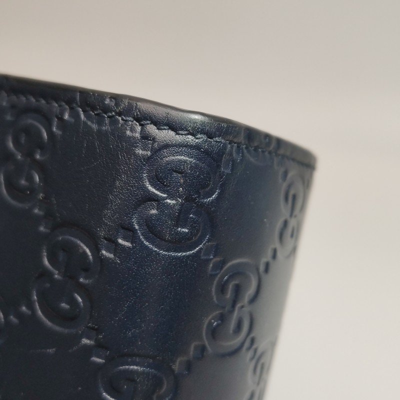 Gucci牛皮帆布拼色條紋雙G老花手拿包-10