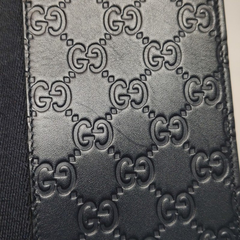 Gucci牛皮帆布拼色條紋雙G老花手拿包-12