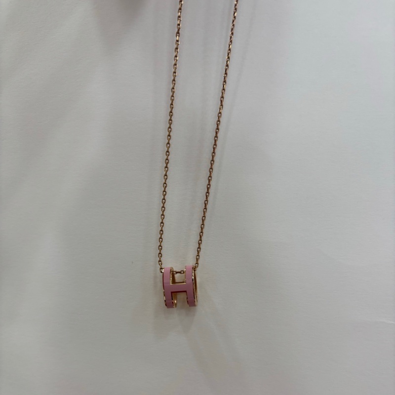 Hermes 愛馬仕 popH 大號項鍊 粉紅色-3