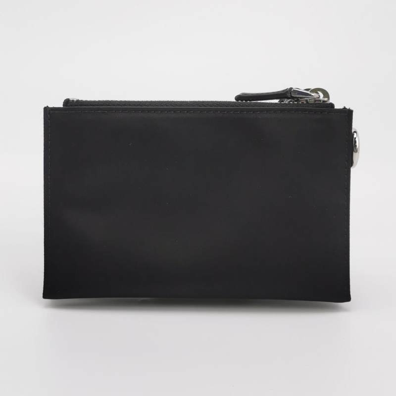 Prada牛皮尼龍布純色三角標誌零錢包-4