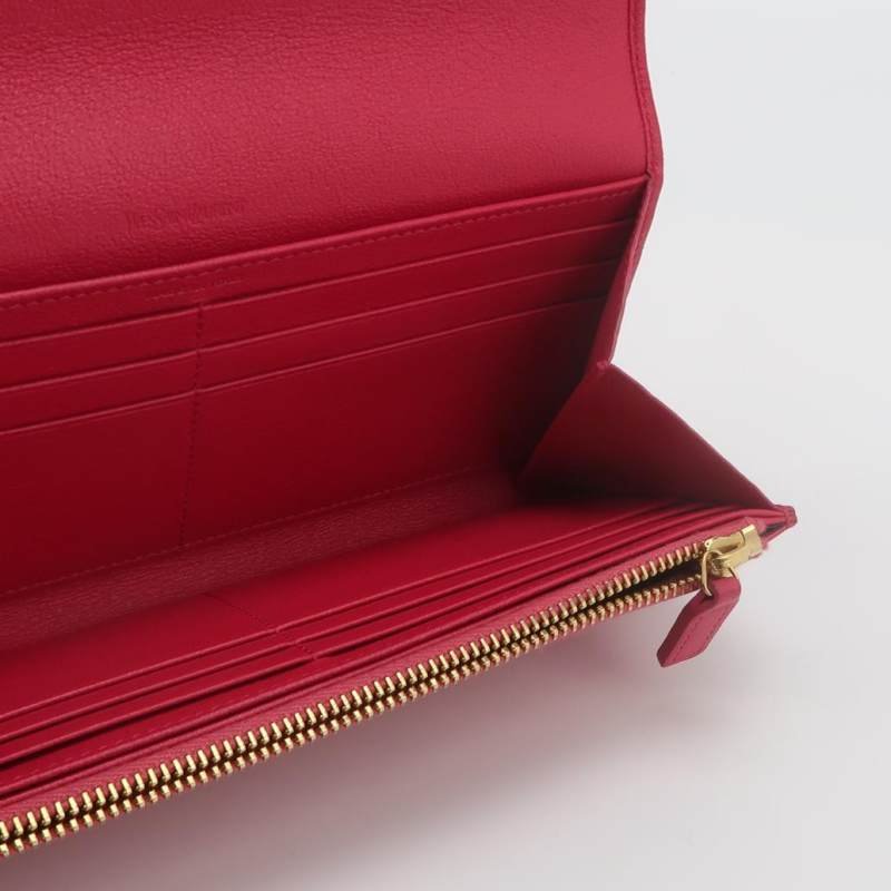 Saint Laurent 牛皮純色YSL標誌錢包-5