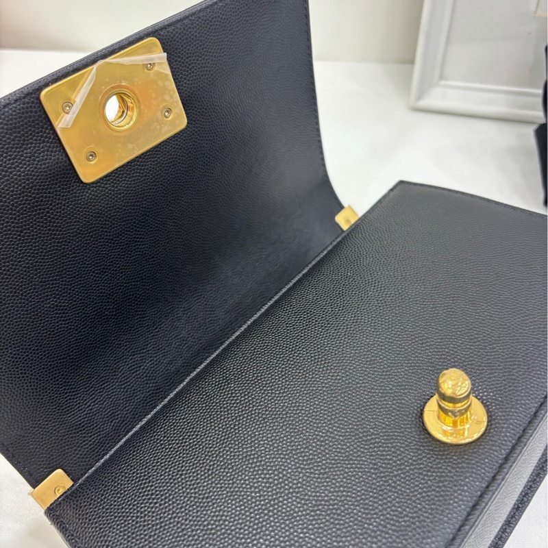 Chanel香奈兒LeBoy小號 黑金荔枝牛皮晶片款 閒置 有購證-6